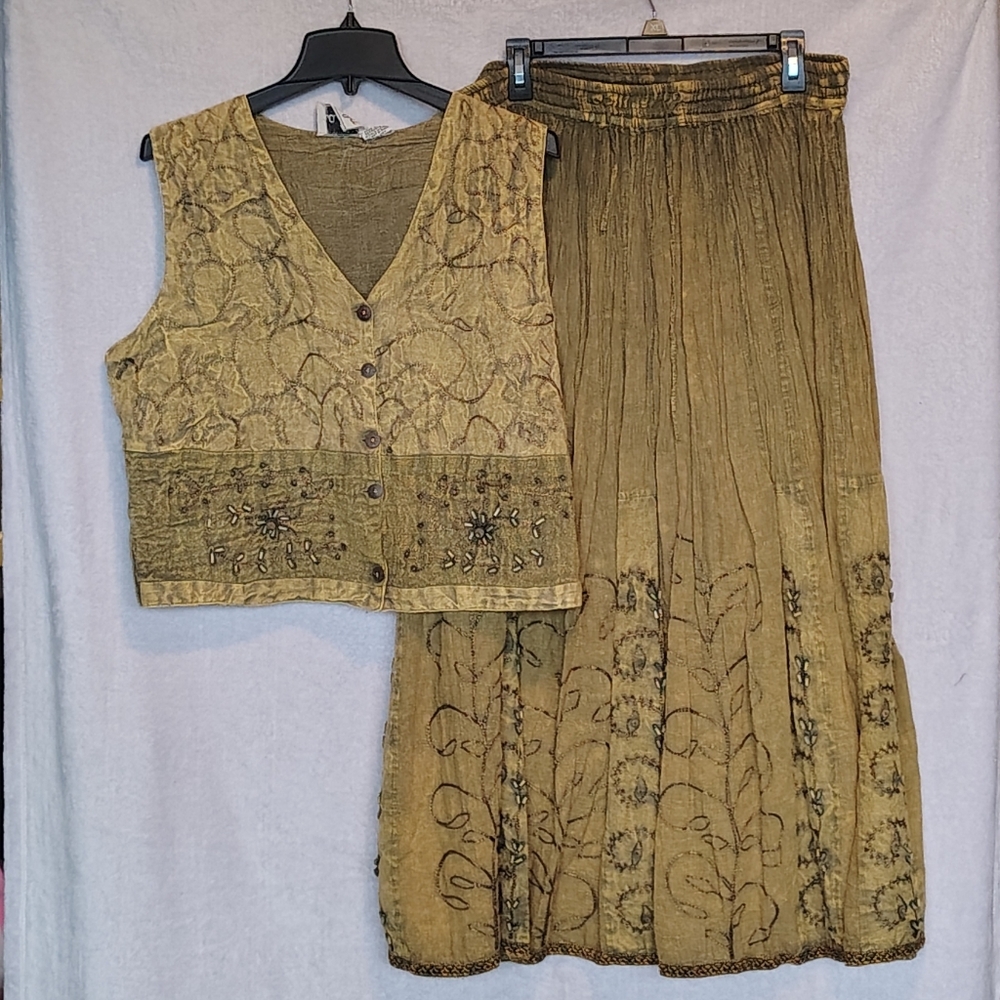 Chic Olive Maxi Skirt Set